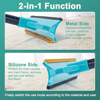 Carpet Rake Pet Hair Removal Tool with 56" Long Handle