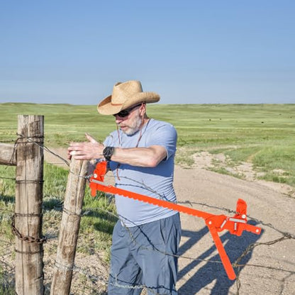 Heavy Duty Carbon Steel Fence Stretcher Tool, All Purpose Wire Tensioner for Barbed & Smooth Wire Fence, Fence Fixer and Splicer for Agricultural, Ranch & Residential Fences