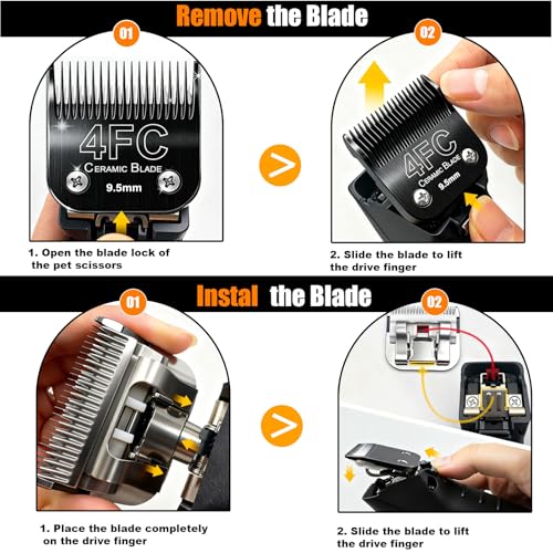 3PCS 5FC Dog Grooming Blades Replacement Compatible with Andis Dog Clippers - size: Black(5FC)