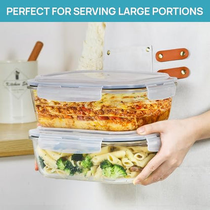Vtopmart 2Pack 2260ml/76.4oz Extra Large Glass Storage Containers, Grey - color: Grey, size: 76.4oz