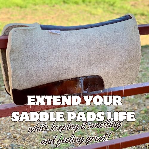 5 Star Equine Horse Saddle Pad Cleaner & Soak - Works on Horse Blankets, Wool and as a Leather Cleaner - Cleans, Freshens, Preserves & Softens 4-6 Equine Saddle Pads 24 oz. Spray Bottle