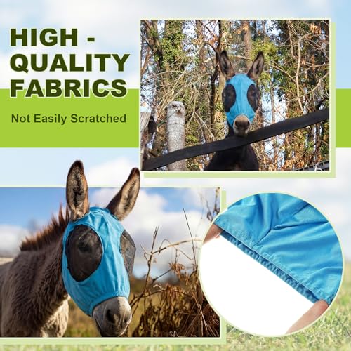 Mini Donkey Fly Mask, Stretchy Breathable Mule Mask with Big Mesh Eye Covers, Without Ears, Soft on Skin, Comfortable Breathable Protection from Insects and Bugs - color: Blue, Without Ear, size: Mini