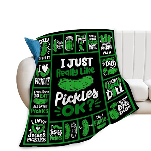 Pickle Blanket Super Soft Warm Pickle Fleece Throw Blanket I Just Really Like Pickle Women Girls Cozy Fluffy Lightweight Flannel Gifts Blankets for Men Adults 60"X50" - color: Pickle, size: 60"x50"