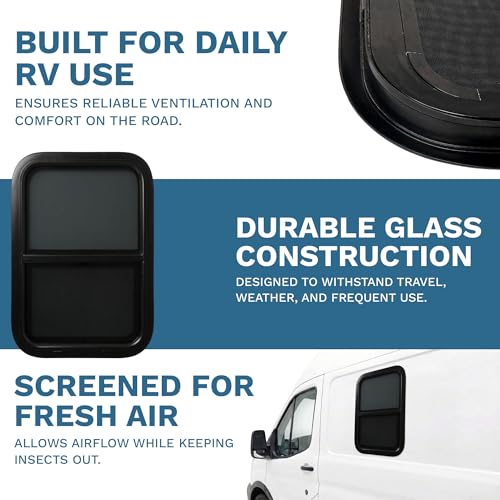 ProCamp RV Window 18x24 | Vertical Slider, Screen & Trim Ring
