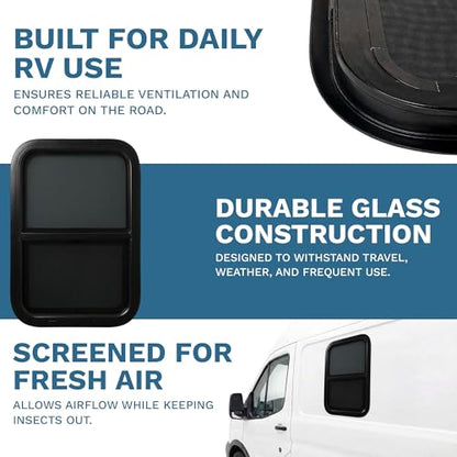 ProCamp RV Window 18x24 | Vertical Slider, Screen & Trim Ring