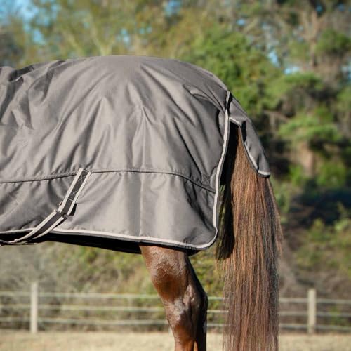 Jeffers Poplar Head Defense 1680 Denier Turnout Blanket with Extended Neck Design, Plymouth Brown 72"- 240g Polyfill, Waterproof, Breathable Horse Blanket, Ideal Protection for Winter, Medium Weight - size: 72 in