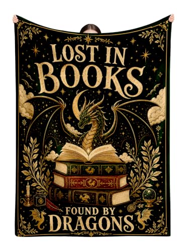 Fantasy Book Gifts，Book Dragon Blanket for Read Lovers 60 * 50 | Reading Gifts for Readers Bookish Librarian Bookworm Dragon Lovers, Fourth Wing Blanket Birthday Christmas Fantasy Gifts - color: Dargon Reading