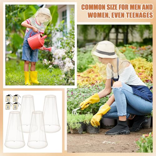 HESTYA 4 Pack Mosquito Head Net Face Mesh,Beige - color: Beige