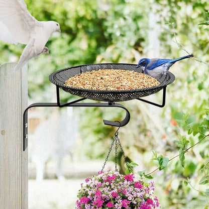 CQAIRIOU Wall Mounted Bird Feeder Tray,11.8" Stainless Steel Large Fence Tree Mount Birds Feeder for Outside Wild Birds, Table Mountable Platform Bird Feeder Mesh Seed Tray with Hanging Hook - size: Wall/Fence/Tree Mounted Bird Feeder Tray