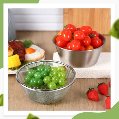 Baderke Mini Colander Strainer, 6.3 x 2.76 Inches, Round, 2 Pcs - color: Silver, size: 6.3 x 2.76 Inches