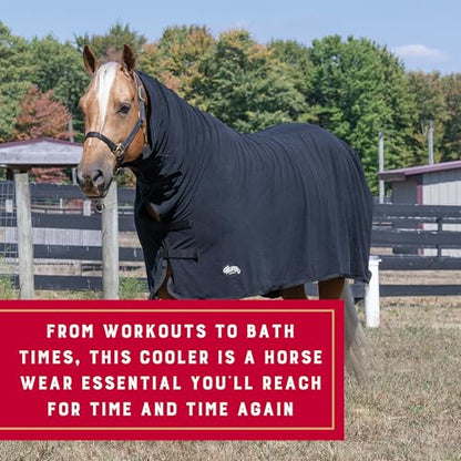 Weaver Equine Fitted Polar Horse Fleece Cooler, Moisture-Wicking Horse Fleece Blanket, Lightweight Protective Equestrian Gear, Average, Black