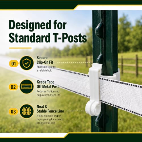 Pangda 60 Pack T Post Insulators Electric Fence for Farm Polytape, White - color: White