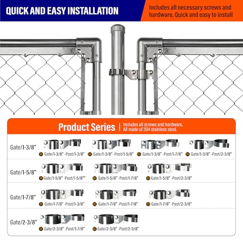 Heavy Duty Stainless Steel 1-3/8" x 2-3/8" Chain Link Fence Gate Fork Latch with Hole for Padlock（Fit 1 3/8" Gate Frame） 1Pack - size: 1-3/8''x2-3/8''-1P