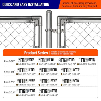 Heavy Duty Stainless Steel 1-3/8" x 2-3/8" Chain Link Fence Gate Fork Latch with Hole for Padlock（Fit 1 3/8" Gate Frame） 1Pack - size: 1-3/8''x2-3/8''-1P