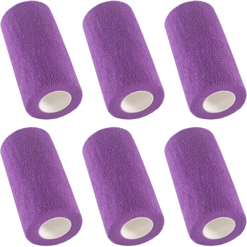 IndigoCase 6 Pack Self Adhesive Bandage Wrap 4 Inch x 5 yd Elastic Tape - color: Purple, size: 4 Inch - 6 Pack