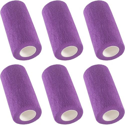 IndigoCase 6 Pack Self Adhesive Bandage Wrap 4 Inch x 5 yd Elastic Tape - color: Purple, size: 4 Inch - 6 Pack