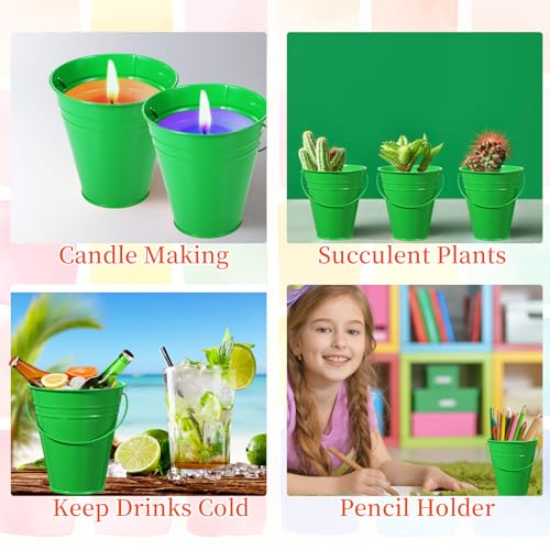 Sadnyy 12 Pack 4.5 X 5 inch Green Metal Buckets - color: Green, size: 4.5 x 5 in