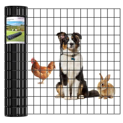 Black Metal Fence，Pet Fence Netting，Black PVC Coated Welded Wire (2×3 Inch Mesh, 48"×50' 16Gauge) - Weatherproof Garden Fence & Animal Enclosure Solution - size: 2x3inch 48inx50ft