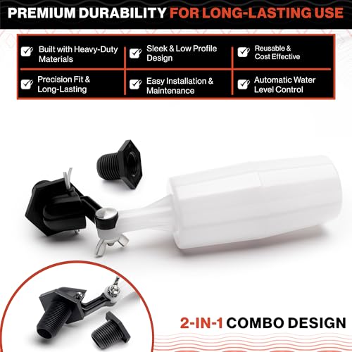 Swimables 3/8" and 1/2" Pool Auto Fill Float Valve Replacement | Includes Adapter From 3/8 Inch to 1/2 Inch | Compatible with Most Water Float Valve For Water Tank and Pool Water Leveler Auto Fill