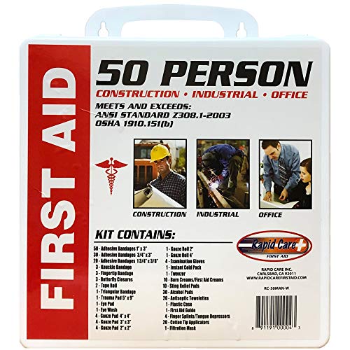 Rapid Care First Aid RC-50MAN-W 50 Person OSHA/ANSI Poly First Aid Kit - color: Poly Case, size: 50 Person
