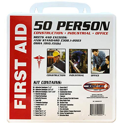 Rapid Care First Aid RC-50MAN-W 50 Person OSHA/ANSI Poly First Aid Kit - color: Poly Case, size: 50 Person