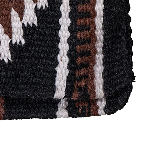 Dura-Tech Performance Western Horse Saddle Pad | Hand-Woven Acrylic with Moisture-Wicking Fleece | 3/4" Felt Interior | Classic Native Design | 34" x 36" - color: Black/White/Green