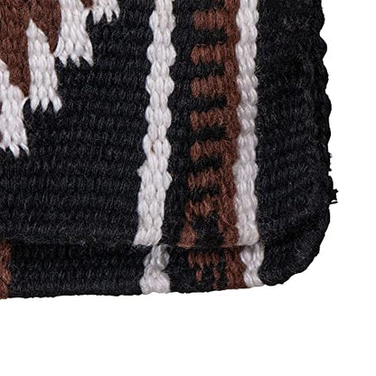 Dura-Tech Performance Western Horse Saddle Pad | Hand-Woven Acrylic with Moisture-Wicking Fleece | 3/4" Felt Interior | Classic Native Design | 34" x 36" - color: Black/White/Green