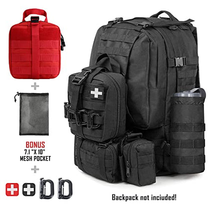 LIVANS 1000D First Aid Bag Empty, Medical Ifak Pouch for Emergency & EMT - color: Red(7.1"l X 3.5"w X 8"h)