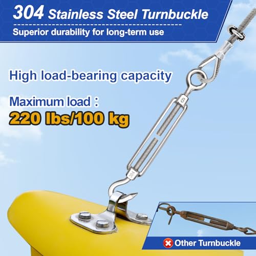 TooTaci 1/8" Wire Rope Kit, 100ft 304 Stainless Steel Cable, M6 Turnbuckles - color: 30M+M6 Turnbuckle Wire Tensioner Kit