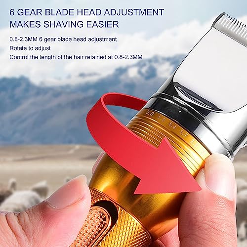 Pssopp Electric Sheep Shears Professional, 500W High Speed Adjustable Blade Grooming Clipper for Farm Shearing Silver with Anti Slip Grip Plug Powered Storage Case
