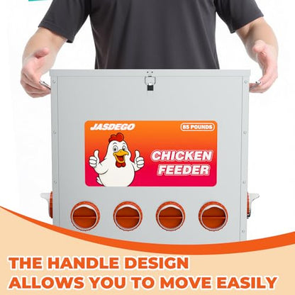 10 Port Automatic Chicken Feeder, No Waste Poultry Feeder with Lid - size: 10 Ports (85-120 LBS)