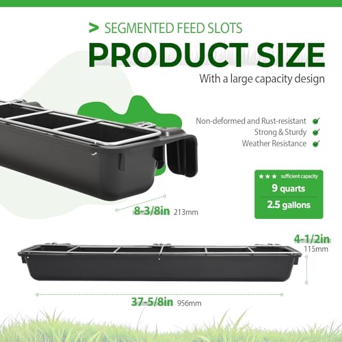 37.63In Goat Feeder, 2.5 Gallon Livestock Feeding Rack, Divided and