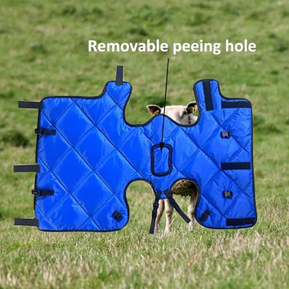 Calf Blanket Goat Coat with Fleece Windproof Winter Blanket for Alpaca, Calves, Sheep, Goat, Foal, Donkey with Thickened Fully Belly Protection Large Size