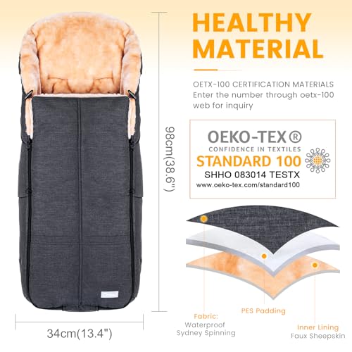 Orzbow Stroller Footmuff, Universal Baby Bunting Bag, Weather-Proof Blanket - color: Dark Grey
