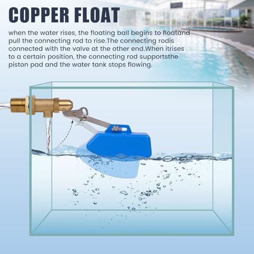 Brass Float Valve for Water Trough Stock Tank,3/4 Inch Automatic Water Level Control Pond Farm Livestock Cattle Goat Horse Livestock Waterer Pool Auto fill Float Valve (3/4" 2PCS) - style: 3/4" 2PCS