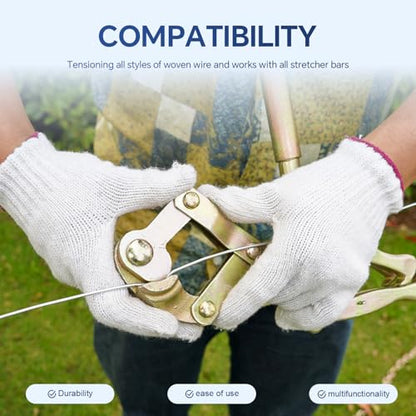 Heavy-Duty Chain Link Fence Stretcher Tool with 19.7FT Chain – 2200 lbs Wire Puller & Tensioner for Barbed Wire, Farm Fencing, Ranch, and Fence Repair (1 PC) - color: Single - Square Fence Stretcher Bar Puller