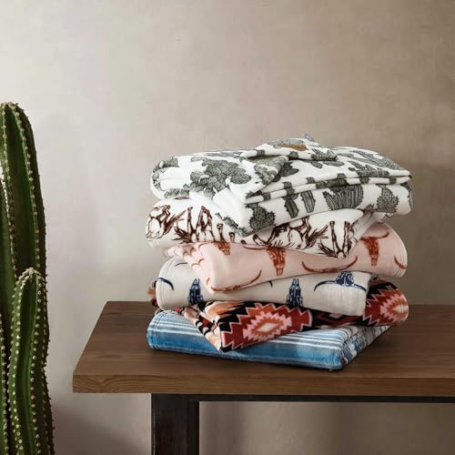 Wrangler - Soft Plush Throw Blanket for Bed & Couch, 50x70 - color: Steer Head Peach, size: 50" x 70"