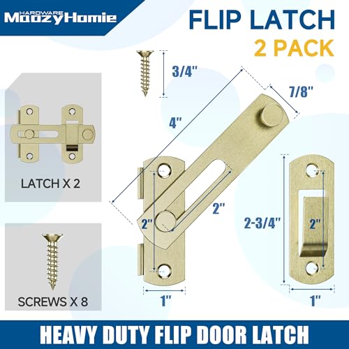 4 Inch Flip Latch Gate Latches, 180 Degree Flip Barn Door Lock Latch, Heavy Duty SUS304 Stainless Steel Flip Sliding Latch, Bolt Buckle Lock for Barn Wood Fence Sliding Doors, Bronze,2 Pack - color: Bronze