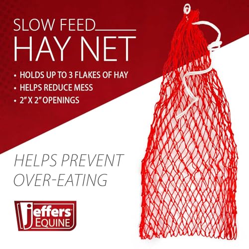 Jeffers Slow Feed Nylon Hay Net for Horses, Reduce Mess Farm Stall Feeding, Barn Stable Storage, Tack Organizer, Portable Travel Feeder for Trailer - size: 2" x 2" - 3 Pack