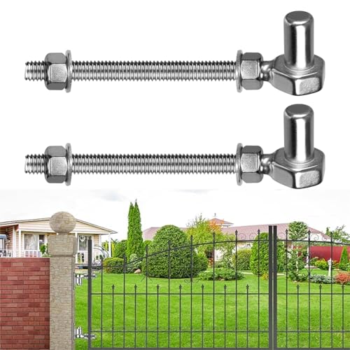 Heavy Duty Gate Hinges, 8" 2 Pcs Stainless Steel 304 Fence Gate Farm Gate Hinge, 600lbs Capacity for Wooden/Concrete Fence with 5/8'', Adjustable J Bolt Gate Hinge, Rust Proof - color: 8" 2pcs