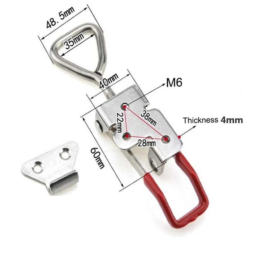 4003 Toggle Latch Clamp, 304 Stainless Steel Adjustable Toggle Latches With Lock Hole, 1320Lbs Holding Capacity Heavy Duty Toggle Clamp for Smoker Lid Jig, ToolBox Case, 2pack