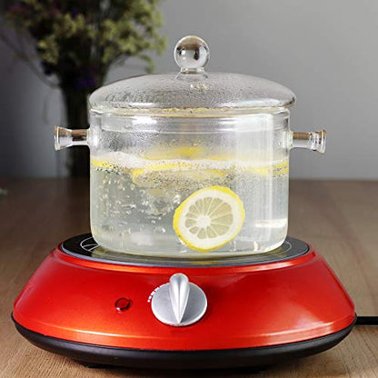 Glass Saucepan with Cover, 1.5L/50 FL OZ Heat-resistant Glass Stovetop Pot and Pan with Lid, The Best Handmade Cookware Set Cooktop Safe for Pasta Noodle, Soup, Milk, Baby Food