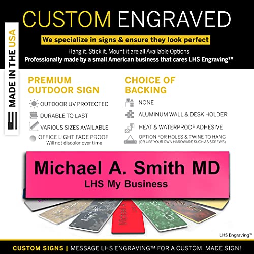 Custom Engraved Office Door Name Plate & Desk Signs, Pink, 2x4 - color: B12 - Pink & Black Lettering, size: 2in x 4in (5.1cm x 10.1cm)