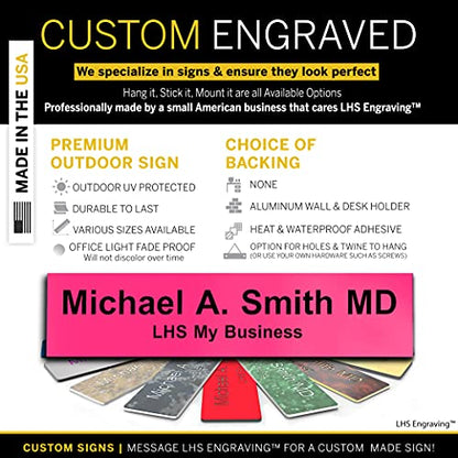 Custom Engraved Office Door Name Plate & Desk Signs, Pink, 2x4 - color: B12 - Pink & Black Lettering, size: 2in x 4in (5.1cm x 10.1cm)