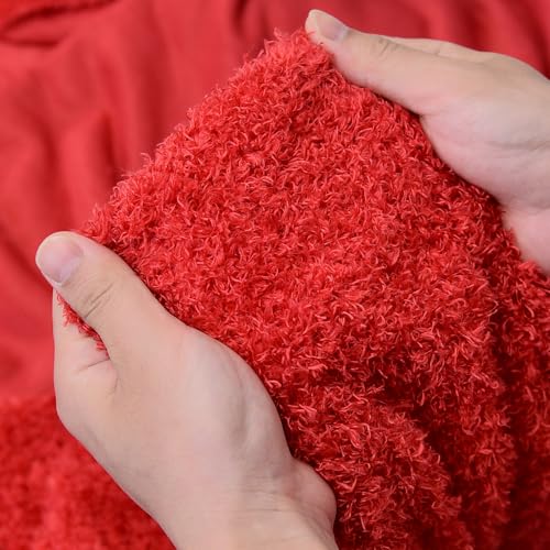 Surf turtle Red Curly Teddy Fleece Faux Fur Fabric 36" x 59" - color: Red, size: 36 x 59 inches