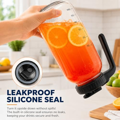 3 Pack 64 oz Pitchers with Lids, Half Gallon Glass Drink Pitchers - color: 3 GARY