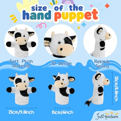 Animal Puppet Cow Hand Puppets Speech Therapy Tool Preschool Classroom Supply Interactive Story Time Educational Stuffed Farm Animal - color: Dairy Cow