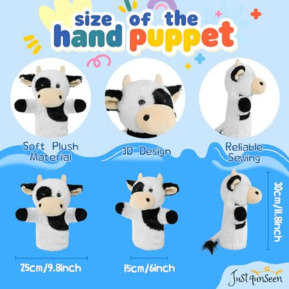 Animal Puppet Cow Hand Puppets Speech Therapy Tool Preschool Classroom Supply Interactive Story Time Educational Stuffed Farm Animal - color: Dairy Cow