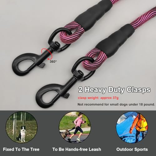 BTINESFUL 12/20/30/50/75ft Dog Tie Out Long Tether Rope Dog Lead for Yard - color: Pink Black, size: 30 Foot