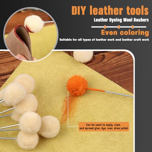 BUTUZE 15 Pcs Wool Daubers, Wool Daubers for Leather Dye - size: 10 Pcs